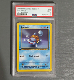 PSA 9 Pokemon TCG Squirtle 68/82 Team Rocket 1st Edition Regular English 2000 - Image 1