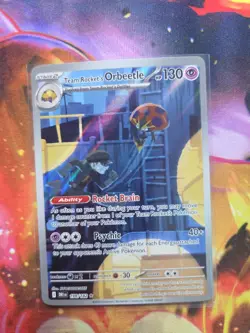 TEAM ROCKET'S ORBEETLE 198/182 Illustration Rare Destined Rivals Pokemon Holo NM - Image 1
