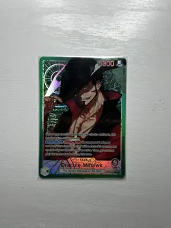 One Piece OP14 The Azure Sea’s Seven - Dracule Mihawk OP14-020 Leader Alt Art - Image 1
