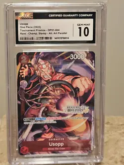 2022 One Piece TCG Usopp Promos #op01-004 Treasure Cup CGC Gem 10 SR Top 16 - Image 1