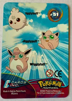 Pokemon Advanced Action Card Wigglytuff + Evolutions Panini Lenticular #51 - Image 4