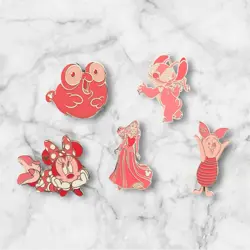 Disney Pins DLR 2025-Hidden Mickey Pink Color Story - Set of 5 Pin - Image 1