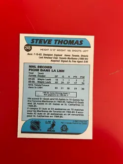 1986-87 O-Pee-Chee Set Break OPC #245 Steve Thomas RC - Toronto Maple Leafs NRMT - Image 2