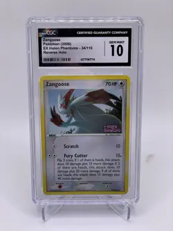 CGC 10 Zangoose 34/110 Reverse Holo Stamped EX Holon Phantoms Pokemon Card - Image 1
