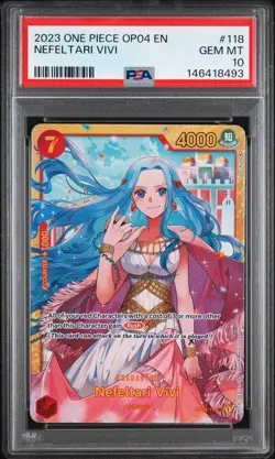 2023 PSA 10 One Piece Kingdoms of Intrigue Nefeltari Vivi SEC OP04-118 Card - Image 1