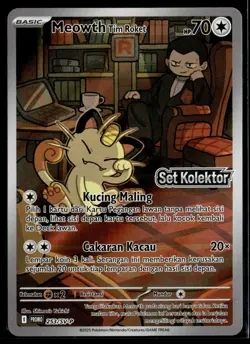 Team Rocket's Meowth 253/SV-P Tim Set Kolektor Indonesian Promo Pokemon Card LP - Image 1