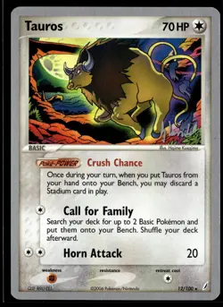 Tauros 12/100 Dylan Lefavour Empotech World Championships Deck Pokemon Card - Image 1