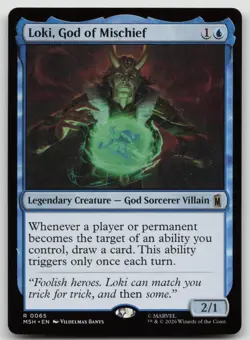Loki, God of Mischief 65 Rare Marvel Super Heroes Magic: The Gathering Near Mint - Image 1