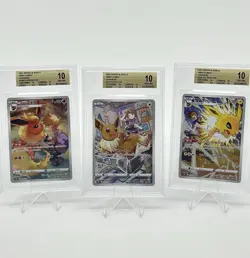 BGS 10 Pokemon Card Japanese Eevee #210 Flareon #188 Jolteon #193 CHR 3 Card Set - Image 1