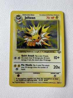 Pokemon TCG Jolteon 4/64 Holo Rare Jungle Set, Unlimited Card, WOTC 1999 - Image 1