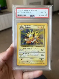 Pokemon TCG Jolteon Jungle Holo Card 4/64 Unlimited Rare PSA 8 - Image 1