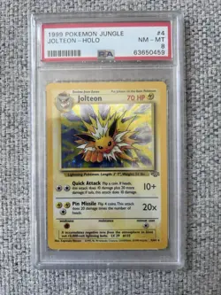 Pokemon TCG Jolteon Jungle Holo Card 4/64 Unlimited Rare PSA 8 - Image 4