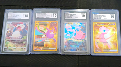Pokemon 4x CGC 10 Japanese Holo Cards Snorlax Crobat ex Clefairy Mew ex - Image 1