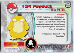 Psyduck #54 Topps Trading Cards Series 1 Pokemon NM - Image 3
