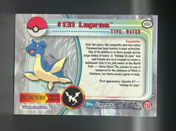 2000 Topps Pokemon TV Animation Edition Series 3 #131 Lapras Holo Fo - Image 2