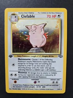 Pokemon TCG Clefable Jungle Holo Card 1/64 1st Edition Rare - Image 1
