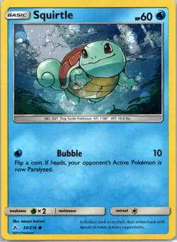 SQUIRTLE 33/214 COMMON UNBROKEN BONDS POKEMON COSMOS HOLO NEAR MINT - Image 1