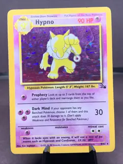 Pokemon TCG Hypno 8/62 Fossil Set Holo Rare Unlimited VTG WOTC 1999 MP - Image 1
