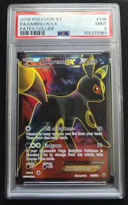 2016 Pokemon XY Fates Collide 119/124 Full Art Umbreon EX PSA 9 MINT Eeveelution - Image 1