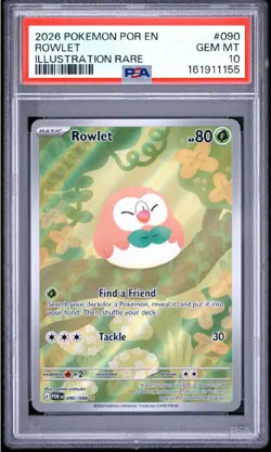Pokemon Rowlet 090/088 Illustration Rare Holo PSA 10 - Image 3