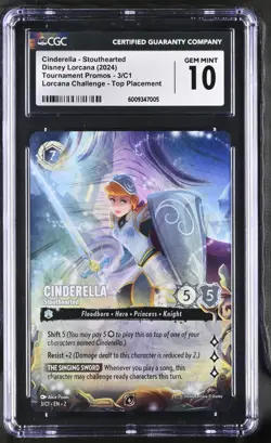 2024 DISNEY LORCANA EN C1-LORCANA CHALLENGE PROMO #3 CINDERELLA TOP PRIZE CGC 10 - Image 1