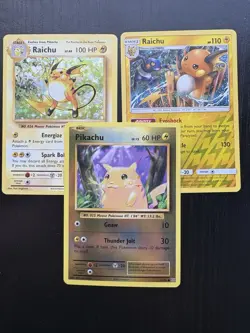 Pokemon Cards Raichu 36/108 Holo, Raichu 41/147 AND Pikachu 35/108 Reverse Holo - Image 1