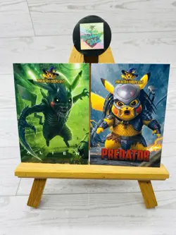 Pikachu as Cosplay Alien Vs Predator Non- Pokemon Fan Art Box Hit Trading Cards - Image 1