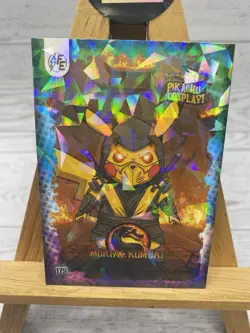 Pikachu as Cosplay Mortal Kombat Scorpion Non-Pokemon Fan Art Card - Image 2