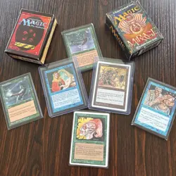 vintage magic the gathering bulk lot 1995-1997 32 Cards And 2 Vintage Deck Boxes - Image 1