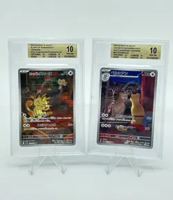 BGS 10 Pokemon Card Japanese Team Rocket's Meowth Persian Art Rare 2 Card Set AR - Image 1