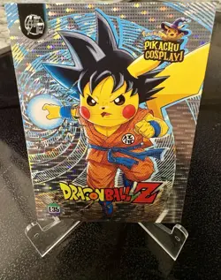 Holyday Pikachu Cosplay! Dragon Ball Z Pikachu Silver Hologram Card #E35 - Image 1