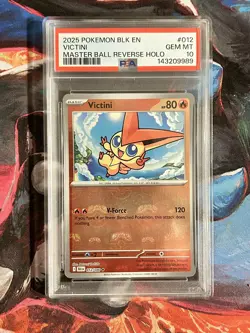 2025 Pokemon Black Bolt Victini Master Ball Reverse Holo #012 PSA 10 GEM MINT✨ - Image 1
