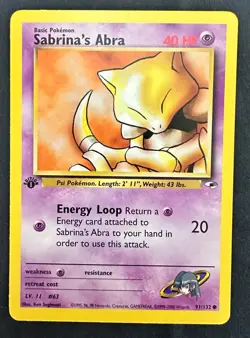 Pokemon 2000 Gym Heroes 1st Edition SABRINA'S ABRA 91/132 VLP - Image 1