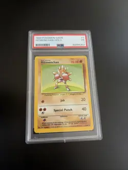 Pokemon TCG Hitmonchan Base Set Holo Unlimited Rare Card 7/102 PSA 1 - Image 1