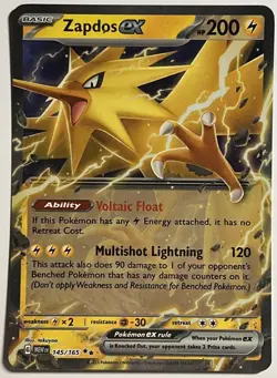 Zapdos ex 145/165 151 Double Rare Holo Pokemon TCG - Image 1