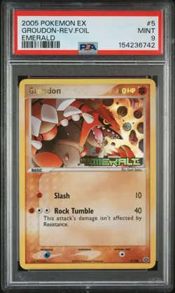 2005 POKEMON EX EMERALD #5 GROUDON-REVERSE HOLO PSA MINT 9 (Brand New Cert) - Image 1