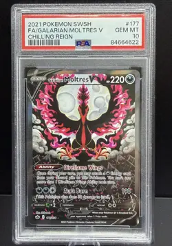 Pokemon Galarian Moltres V Chilling Reign Full Alt Art 177/198 PSA 10 Gem Mint - Image 1