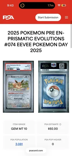 2025 POKEMON PRE EN-PRISMATIC EVOLUTIONS #074 EEVEE POKEMON DAY 2025 - Image 3