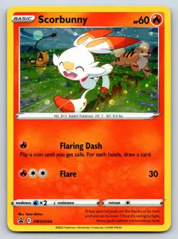 Scorbunny (Cosmos Holo) SWSH244 Holo Promo Sword & Shield Promo Pokemon NM - Image 1
