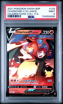 2021 POKEMON ITALIAN SWSH BLACK STAR PROMO #133 CHARIZARD V DI LANCE PSA 9 - Image 1