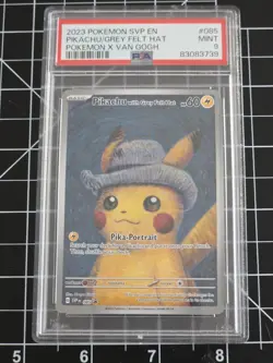 2023 POKEMON SVP POKEMON X VAN GOGH #085 PIKACHU WITH GREY FELT HAT PSA 9 - Image 1