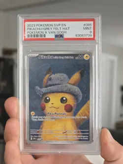 2023 POKEMON SVP POKEMON X VAN GOGH #085 PIKACHU WITH GREY FELT HAT PSA 9 - Image 3