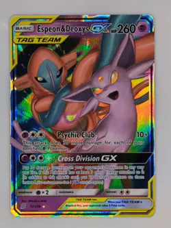 Unified Minds Holo Ultra Rare Pokemon Card Espeon & Deoxys GX 72/236 SM - Image 1
