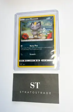 Pokemon Alolan Meowth SM51 Black Star Promo Cosmos Holo Single TCG Card LP - Image 2
