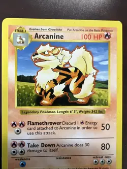 Pokemon TCG Arcanine Card 23/102 Uncommon Shadowless MP - Image 3