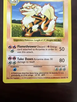 Pokemon TCG Arcanine Card 23/102 Uncommon Shadowless MP - Image 4