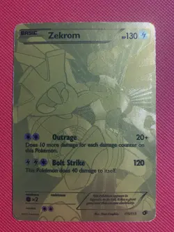 Zekrom Full Art Secret Rare 115/113 Legendary Treasures Pokemon Card TCG Gold - Image 2