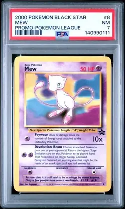 PSA 7 NM Mew Black Star Pokemon League Promo 2000 WOTC #8 - Image 1