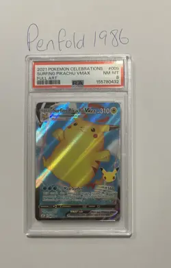 Pokemon PSA 9 Surfing Pikachu Vmax 009/025 Celebrations Full Art - Image 1