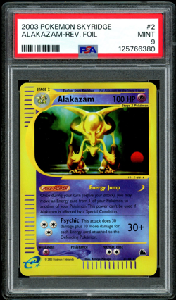 2003 POKEMON SKYRIDGE #2 ALAKAZAM REVERSE FOIL PSA 9 - Image 1